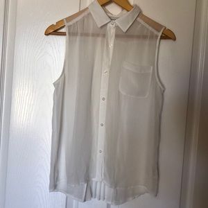 American Eagle White Sheer Sleeveless Top